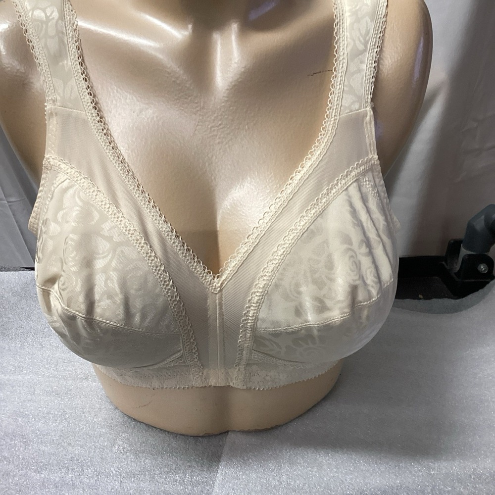 Playtex Bra Beige 36b Style 4693 Wire Free Side & Back Smoothing Wide Strap New